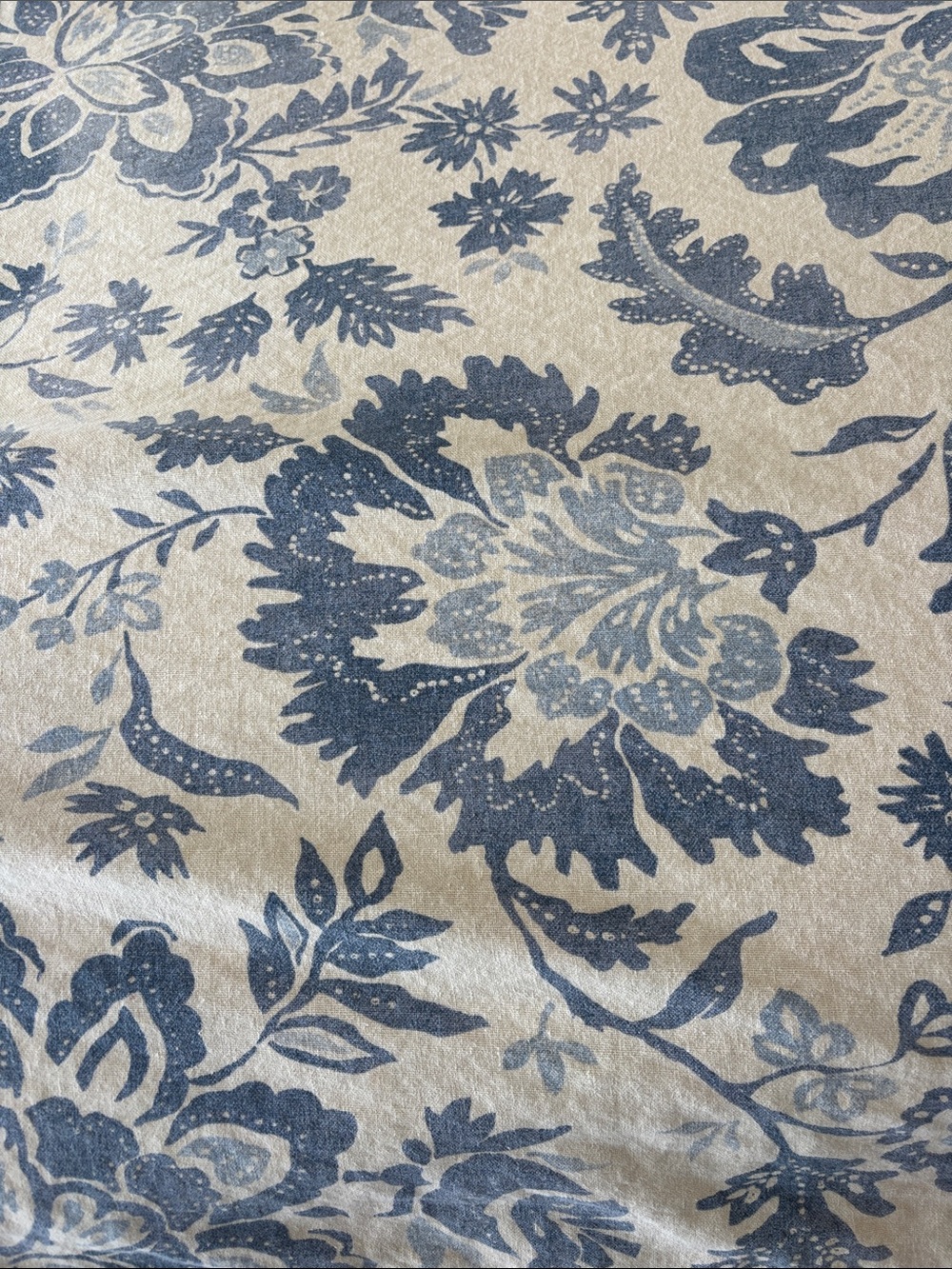 Pottery Barb Linen blend blue and cream floral print duvet queen/full - Picture 2 of 5